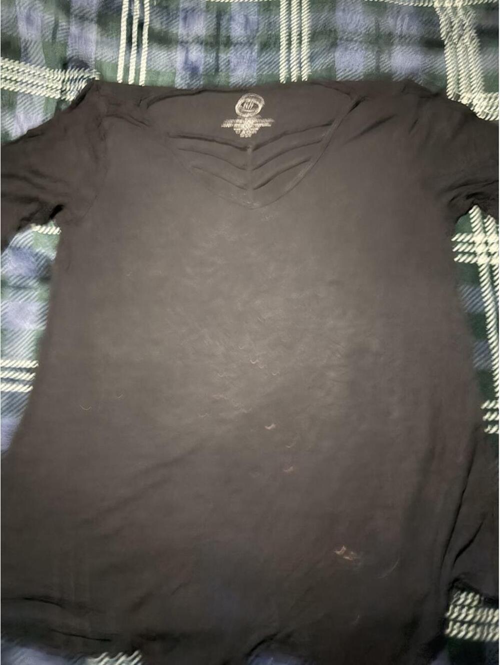 24/7 Performance Black V-Neck T-Shirt with Strappy Detail - M - 0315